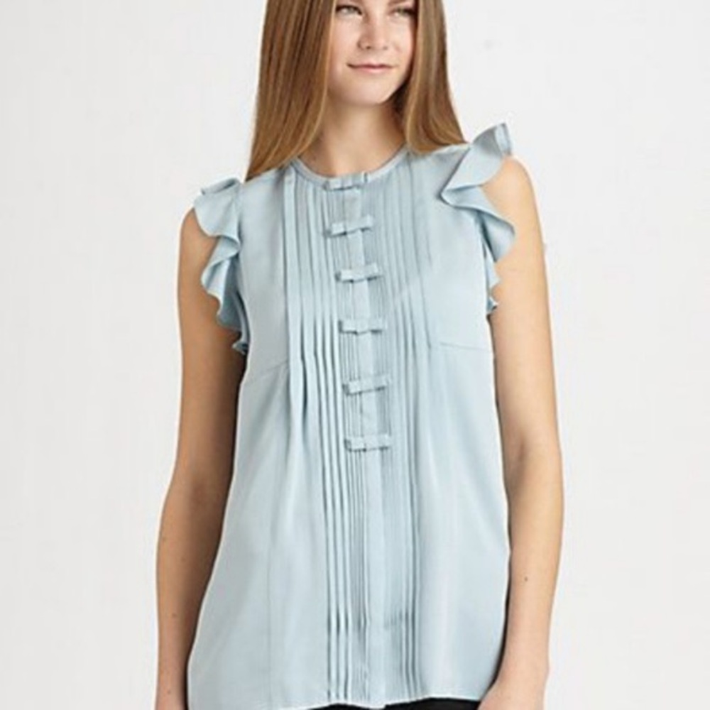 DVF sleeveless Novalee ruffle top blouse